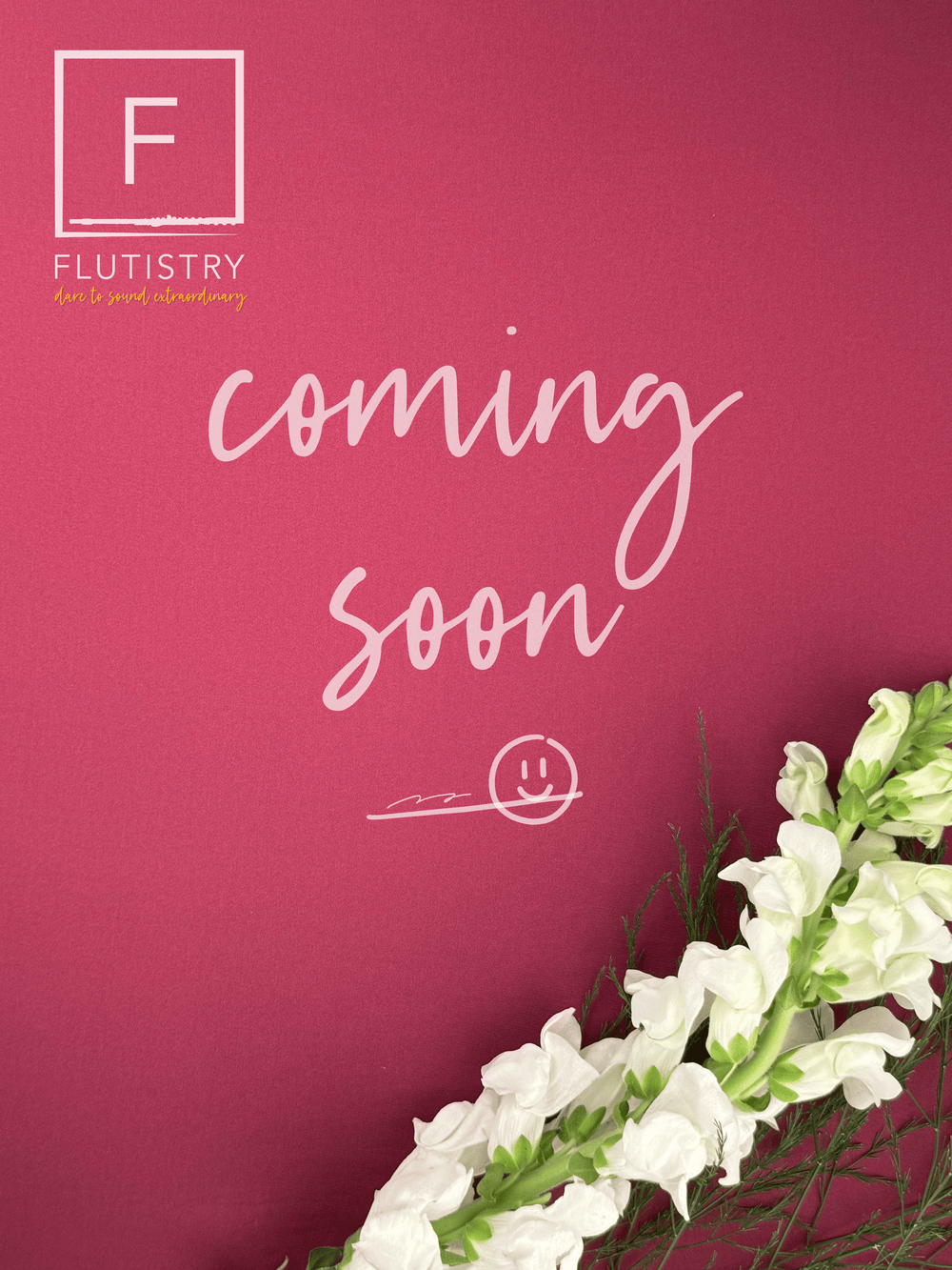 Coming Soon placeholder with white flower