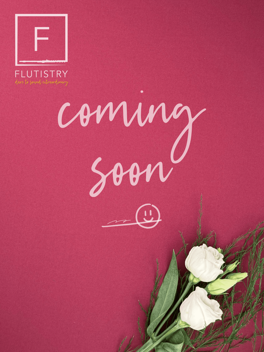 Coming soon placeholder photo with a white flower